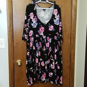 Torrid Floral and Butterfly Midi Babydoll Dress